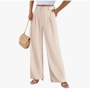Women's Cream Wide-Leg Pants